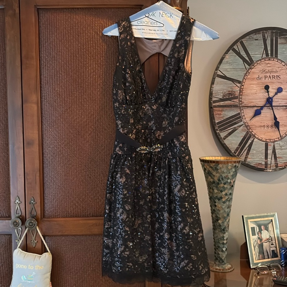 Bcbg Black Sequin and Lace Cocktail Dress. Size 2